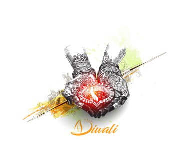 Hint yağ lambası - diya, Diwali Festivali tutan el