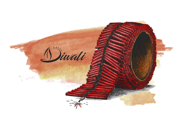 Το Diwali κροτίδες, εικονογράφηση χέρι που σκίτσο διάνυσμα. — Διανυσματικό Αρχείο