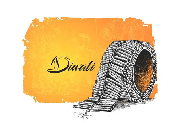 Diwali kraker, elle çizilmiş kroki vektör çizim.