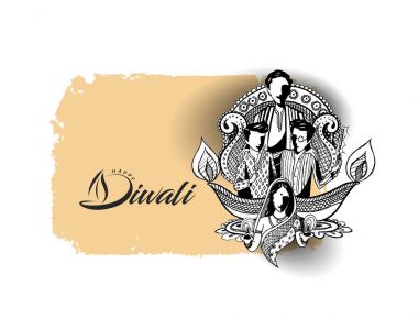 Diwali Festivali için mutlu Diwali yaratıcı arka plan.