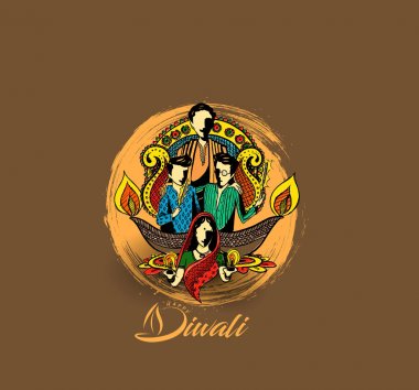 Diwali Festivali için mutlu Diwali yaratıcı arka plan.