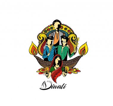 Diwali Festivali için mutlu Diwali yaratıcı arka plan.