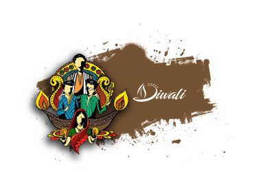 Diwali Festivali için mutlu Diwali yaratıcı arka plan.