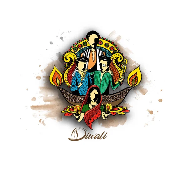 Diwali Festivali için mutlu Diwali yaratıcı arka plan.