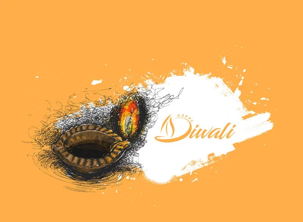 Lâmpada a óleo - diya, festival de Diwali — Vetor de Stock