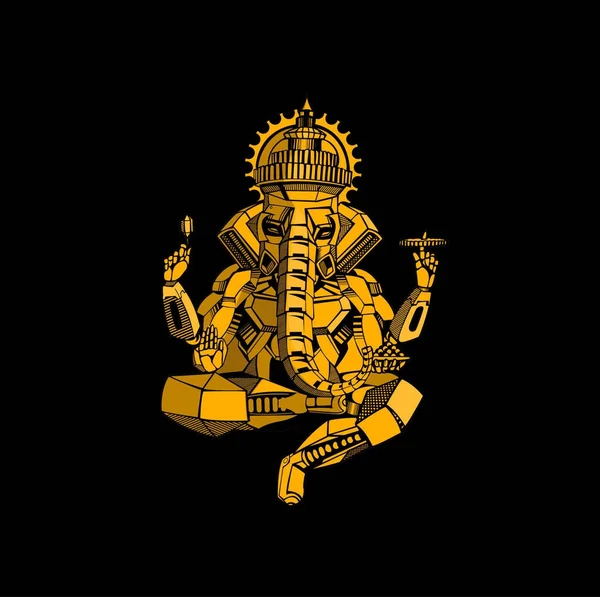 Robot stil vektor elefant guden Ganesha - Happy Ganesh Chaturthi — Stock vektor
