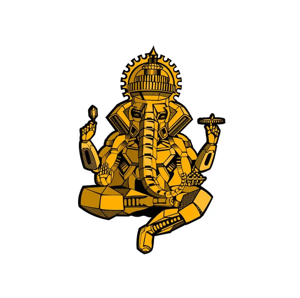 Estilo robô elefante vetor Deus Ganesha - Happy Ganesh Chaturthi — Vetor de Stock