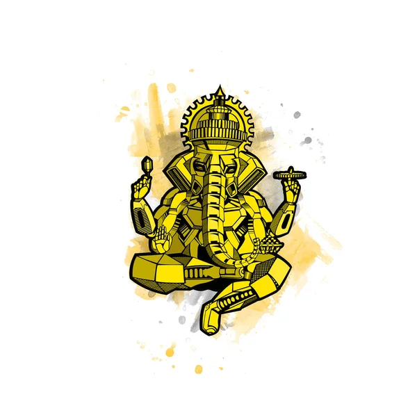 Estilo robô elefante vetor Deus Ganesha - Happy Ganesh Chaturthi — Vetor de Stock