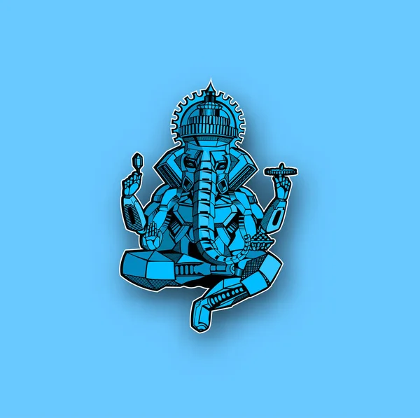 Estilo robô elefante vetor Deus Ganesha - Happy Ganesh Chaturthi — Vetor de Stock