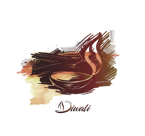 Festival de Diwali Lampe à huile - diya — Image vectorielle