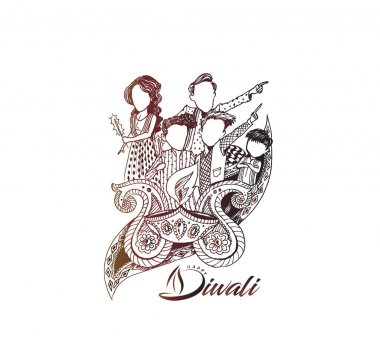 Diwali Festivali için mutlu Diwali yaratıcı el ilanı.