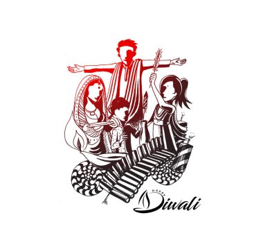 Diwali Festivali için mutlu Diwali yaratıcı el ilanı.