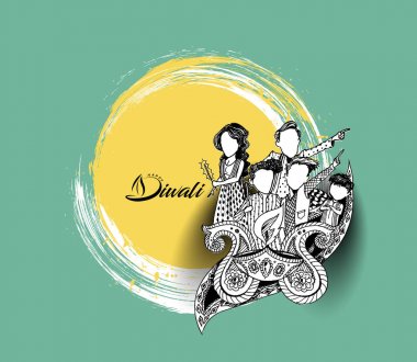 Diwali Festivali için mutlu Diwali yaratıcı el ilanı.