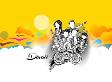 Diwali Festivali için mutlu Diwali yaratıcı el ilanı.