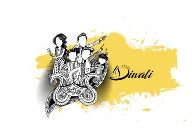 Diwali Festivali için mutlu Diwali yaratıcı el ilanı.