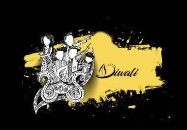 Diwali Festivali için mutlu Diwali yaratıcı el ilanı.