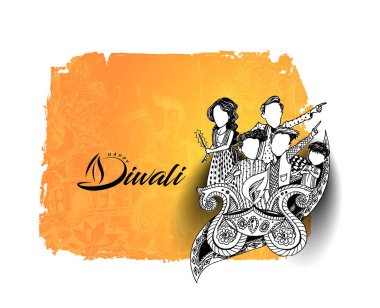 Diwali Festivali için mutlu Diwali yaratıcı el ilanı.