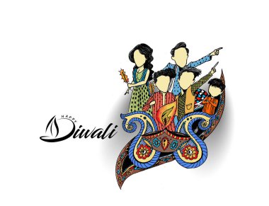 Diwali Festivali için mutlu Diwali yaratıcı el ilanı.