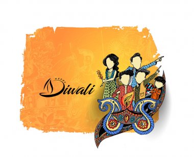 Diwali Festivali için mutlu Diwali yaratıcı el ilanı.