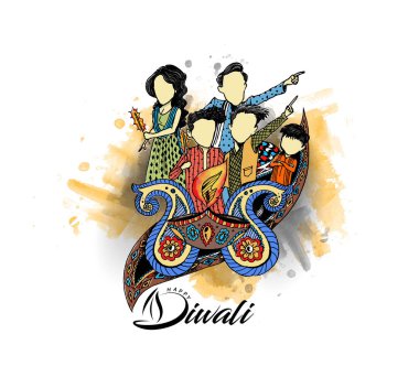 Diwali Festivali için mutlu Diwali yaratıcı el ilanı.