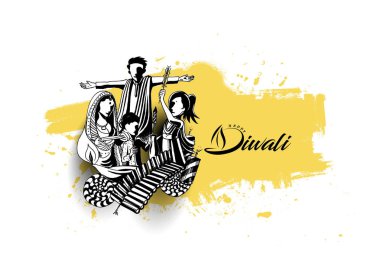 Diwali Festivali için mutlu Diwali yaratıcı el ilanı.