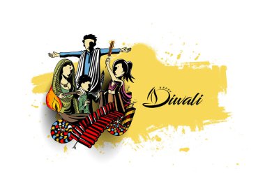 Diwali Festivali için mutlu Diwali yaratıcı el ilanı.