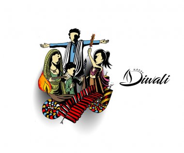 Diwali Festivali için mutlu Diwali yaratıcı el ilanı.