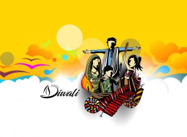 Diwali Festivali için mutlu Diwali yaratıcı el ilanı.