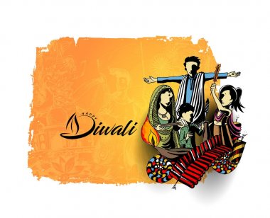 Diwali Festivali için mutlu Diwali yaratıcı el ilanı.