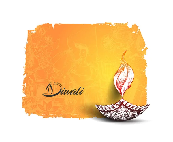 Diwali festival Oil lamp - diya — Stock Vector