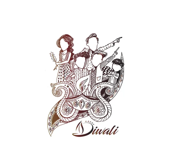 Diwali Festivali için mutlu Diwali yaratıcı el ilanı.