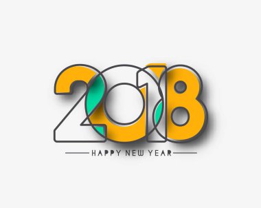 Mutlu yeni yıl 2018 metin tasarım.