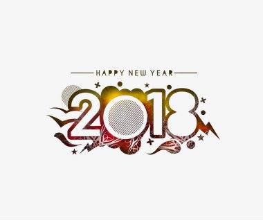 Mutlu yeni yıl 2018 metin tasarım.