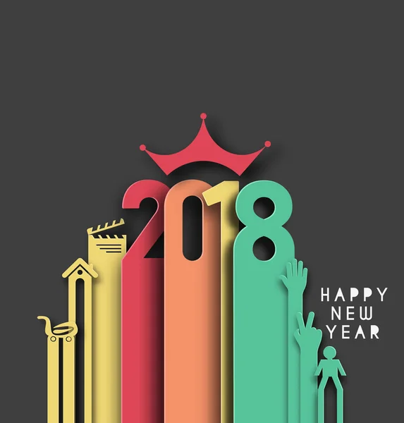 Happy new year 2018 Text Design. — Stock Vector