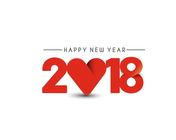 Feliz año nuevo 2018 con diseño de texto del corazón , — Archivo Imágenes Vectoriales