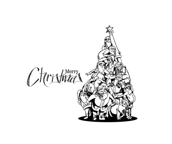 Navidad árbol de santa fondo Dibujos animados Estilo Mano Dibujo incompleto — Archivo Imágenes Vectoriales