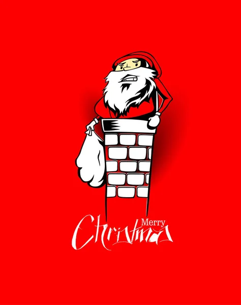 Père Noël coincé dans la cheminée, illustration vectorielle — Image vectorielle
