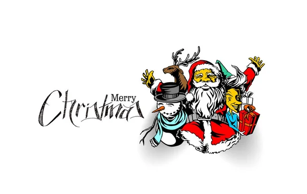 Neşeli Noel, tebrik ve davetiye kartı. Noel kardan adam — Stok Vektör