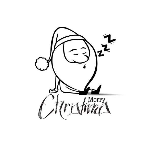 Санта Клаус спит, рождественская векторная иллюстрация. Праздничный бак — стоковый вектор