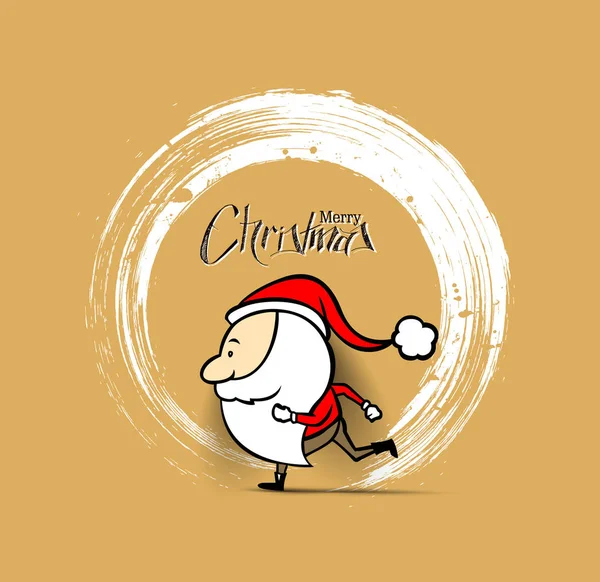 Papai Noel correndo em um fundo amarelo, ilustração vetorial . —  Vetores de Stock