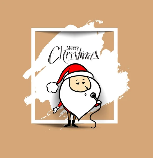 Санта Клаус поет рождественские песни, векторный фон . — стоковый вектор