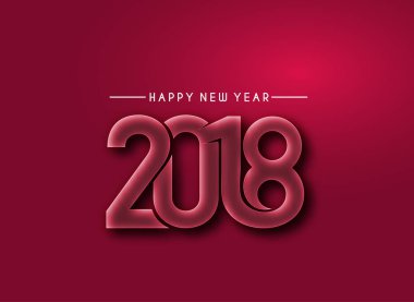Mutlu yeni yıl 2018 metin tasarım vektör çizim