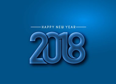 Mutlu yeni yıl 2018 metin tasarım vektör çizim