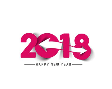 Mutlu yeni yıl 2018 metin tasarım vektör çizim