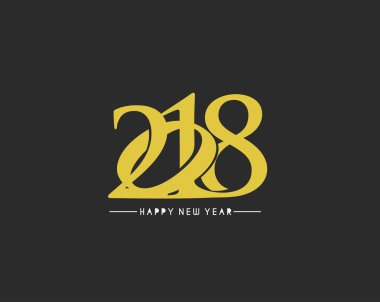 Mutlu yeni yıl 2018 metin tasarım vektör çizim