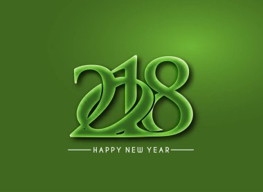 Mutlu yeni yıl 2018 metin tasarım vektör çizim