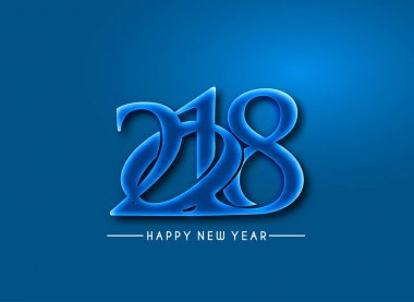 Mutlu yeni yıl 2018 metin tasarım vektör çizim