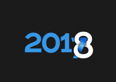 Mutlu yeni yıl 2018-2017 metin tasarım vektör çizim