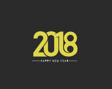 Mutlu yeni yıl 2018 metin tasarım vektör çizim