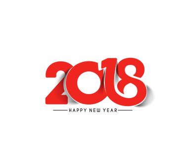 Mutlu yeni yıl 2018 metin tasarım vektör çizim